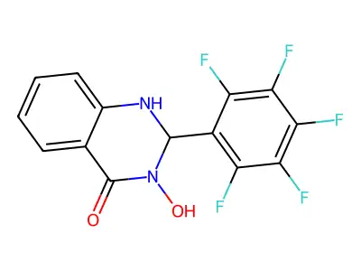 3-hydroxy-2-(pentafluorophenyl)-2,3-dihydroquinazolin-4(1H)-one structure
