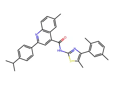 N-[4-(2,5-Dimethylphenyl)-5-methyl-2-thiazolyl]-6-methyl-2-[4-(1-methylethyl)phenyl]-4-quinolinecarboxamide structure