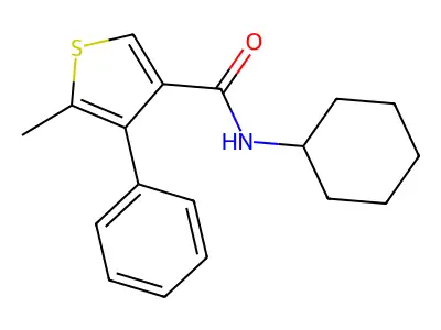 N-cyclohexyl-5-methyl-4-phenylthiophene-3-carboxamide structure
