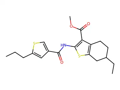 methyl 6-ethyl-2-[(5-propylthiophene-3-carbonyl)amino]-4,5,6,7-tetrahydro-1-benzothiophene-3-carboxylate structure