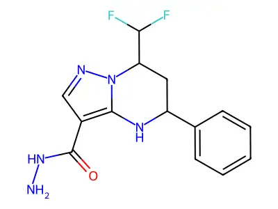7-(difluoromethyl)-5-phenyl-4,5,6,7-tetrahydropyrazolo[1,5-a]pyrimidine-3-carbohydrazide structure