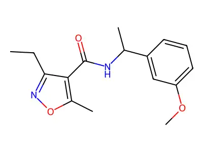 3-ethyl-N-[1-(3-methoxyphenyl)ethyl]-5-methyl-1,2-oxazole-4-carboxamide structure