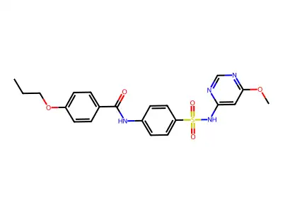 N-[4-[(6-methoxypyrimidin-4-yl)sulfamoyl]phenyl]-4-propoxybenzamide structure