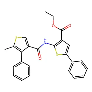 ethyl 2-[(5-methyl-4-phenylthiophene-3-carbonyl)amino]-5-phenylthiophene-3-carboxylate structure