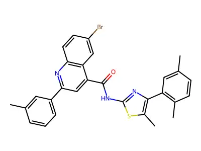 6-bromo-N-[4-(2,5-dimethylphenyl)-5-methyl-1,3-thiazol-2-yl]-2-(3-methylphenyl)quinoline-4-carboxamide structure