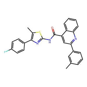N-[4-(4-fluorophenyl)-5-methyl-1,3-thiazol-2-yl]-2-(3-methylphenyl)quinoline-4-carboxamide structure