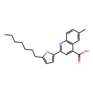 2-(5-Heptylfuran-2-yl)-6-methylquinoline-4-carboxylic acid structure