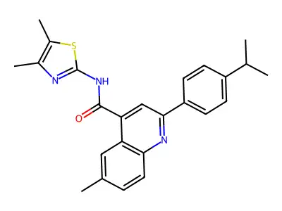 N-(4,5-dimethyl-1,3-thiazol-2-yl)-6-methyl-2-[4-(propan-2-yl)phenyl]quinoline-4-carboxamide structure