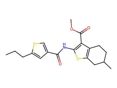 Methyl 4,5,6,7-tetrahydro-6-methyl-2-[[(5-propyl-3-thienyl)carbonyl]amino]benzo[b]thiophene-3-carboxylate structure
