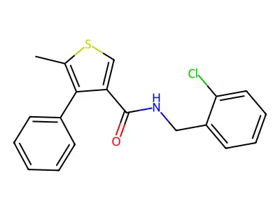 N-[(2-chlorophenyl)methyl]-5-methyl-4-phenylthiophene-3-carboxamide structure