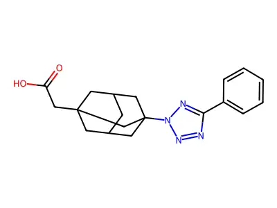 [3-(5-phenyl-2H-tetraazol-2-yl)-1-adamantyl]acetic acid structure