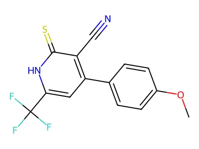 2-Mercapto-4-(4-methoxyphenyl)-6-(trifluoromethyl)nicotinonitrile structure