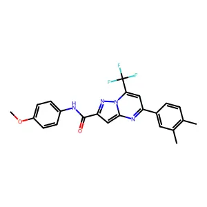 5-(3,4-dimethylphenyl)-N-(4-methoxyphenyl)-7-(trifluoromethyl)pyrazolo[1,5-a]pyrimidine-2-carboxamide structure