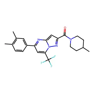 [5-(3,4-dimethylphenyl)-7-(trifluoromethyl)pyrazolo[1,5-a]pyrimidin-2-yl]-(4-methylpiperidin-1-yl)methanone structure