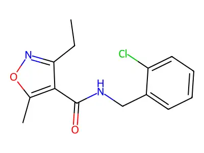 N-[(2-chlorophenyl)methyl]-3-ethyl-5-methyl-1,2-oxazole-4-carboxamide structure