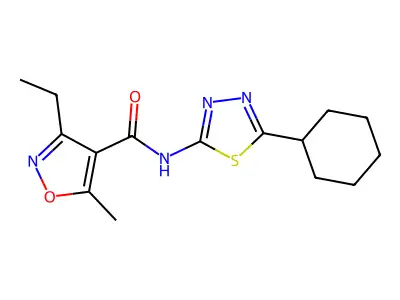 N-(5-cyclohexyl-1,3,4-thiadiazol-2-yl)-3-ethyl-5-methyl-1,2-oxazole-4-carboxamide structure