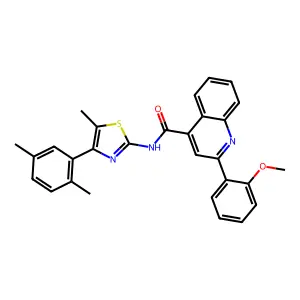 N-[4-(2,5-dimethylphenyl)-5-methyl-1,3-thiazol-2-yl]-2-(2-methoxyphenyl)quinoline-4-carboxamide structure