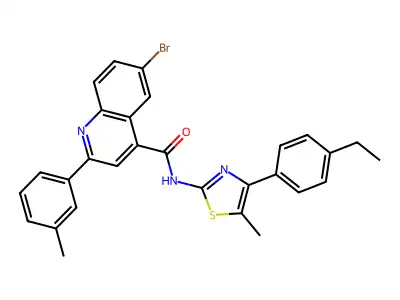 6-bromo-N-[4-(4-ethylphenyl)-5-methyl-1,3-thiazol-2-yl]-2-(3-methylphenyl)quinoline-4-carboxamide structure