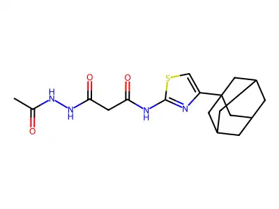 3-(2-acetylhydrazino)-N-[4-(1-adamantyl)-1,3-thiazol-2-yl]-3-oxopropanamide structure