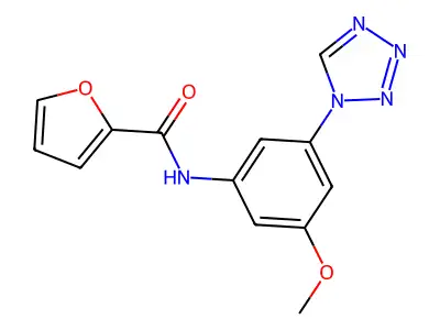 N-[3-methoxy-5-(tetrazol-1-yl)phenyl]furan-2-carboxamide structure