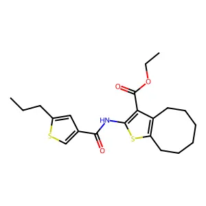ethyl 2-[(5-propylthiophene-3-carbonyl)amino]-4,5,6,7,8,9-hexahydrocycloocta[b]thiophene-3-carboxylate structure