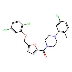 [4-(5-chloro-2-methylphenyl)piperazin-1-yl]-[5-[(2,5-dichlorophenoxy)methyl]furan-2-yl]methanone structure