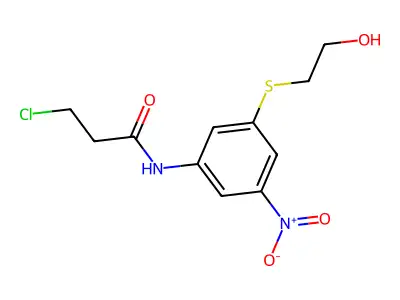 3-chloro-N-{3-[(2-hydroxyethyl)sulfanyl]-5-nitrophenyl}propanamide structure