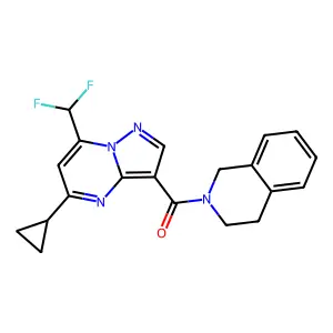 [5-cyclopropyl-7-(difluoromethyl)pyrazolo[1,5-a]pyrimidin-3-yl]-(3,4-dihydro-1H-isoquinolin-2-yl)methanone structure