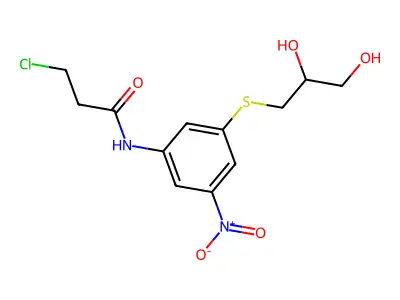 3-chloro-N-{3-[(2,3-dihydroxypropyl)sulfanyl]-5-nitrophenyl}propanamide structure