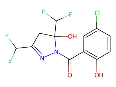 [3,5-Bis(difluoromethyl)-4,5-dihydro-5-hydroxy-1H-pyrazol-1-yl](5-chloro-2-hydroxyphenyl)methanone structure