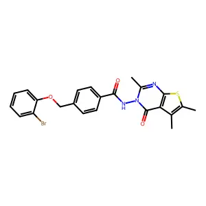 4-[(2-bromophenoxy)methyl]-N-(2,5,6-trimethyl-4-oxothieno[2,3-d]pyrimidin-3(4H)-yl)benzamide structure