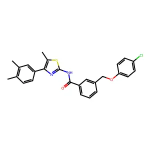 3-[(4-chlorophenoxy)methyl]-N-[4-(3,4-dimethylphenyl)-5-methyl-1,3-thiazol-2-yl]benzamide structure