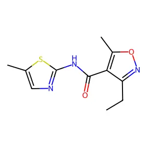 3-ethyl-5-methyl-N-(5-methyl-1,3-thiazol-2-yl)-4-isoxazolecarboxamide structure
