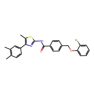 4-[(2-bromophenoxy)methyl]-N-[4-(3,4-dimethylphenyl)-5-methyl-1,3-thiazol-2-yl]benzamide structure