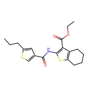 ethyl 2-[(5-propylthiophene-3-carbonyl)amino]-4,5,6,7-tetrahydro-1-benzothiophene-3-carboxylate structure