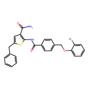 5-Benzyl-2-({4-[(2-bromophenoxy)methyl]benzoyl}amino)-3-thiophenecarboxamide structure