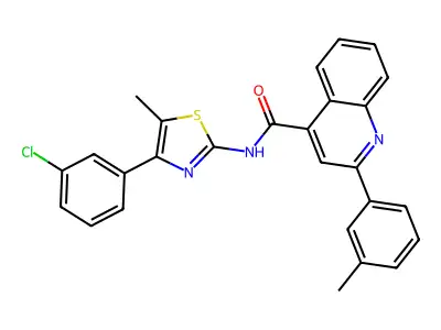 N-[4-(3-chlorophenyl)-5-methyl-1,3-thiazol-2-yl]-2-(3-methylphenyl)quinoline-4-carboxamide structure