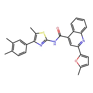 N-[4-(3,4-dimethylphenyl)-5-methyl-1,3-thiazol-2-yl]-2-(5-methylfuran-2-yl)quinoline-4-carboxamide structure