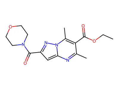 ethyl 5,7-dimethyl-2-(morpholine-4-carbonyl)pyrazolo[1,5-a]pyrimidine-6-carboxylate structure