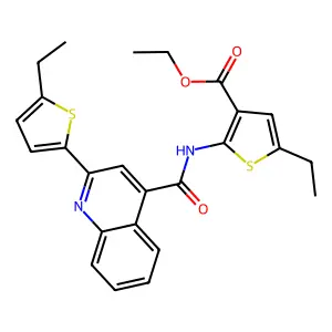 ethyl 5-ethyl-2-({[2-(5-ethyl-2-thienyl)-4-quinolinyl]carbonyl}amino)-3-thiophenecarboxylate structure