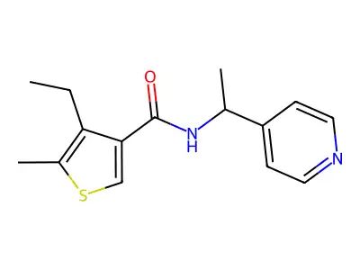 4-ethyl-5-methyl-N-[1-(pyridin-4-yl)ethyl]thiophene-3-carboxamide structure
