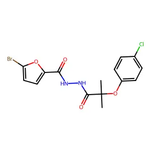 5-bromo-N'-[2-(4-chlorophenoxy)-2-methylpropanoyl]furan-2-carbohydrazide structure