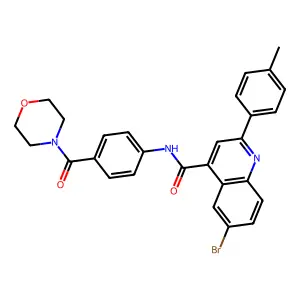 6-bromo-2-(4-methylphenyl)-N-[4-(morpholine-4-carbonyl)phenyl]quinoline-4-carboxamide structure
