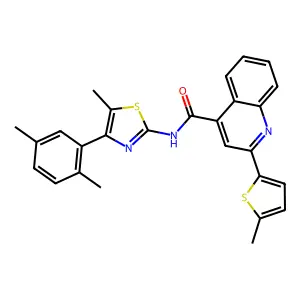 N-[4-(2,5-dimethylphenyl)-5-methyl-1,3-thiazol-2-yl]-2-(5-methylthiophen-2-yl)quinoline-4-carboxamide structure
