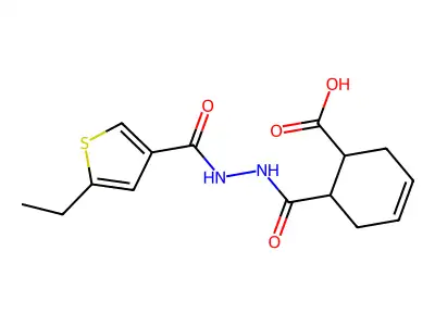 6-({2-[(5-ethylthiophen-3-yl)carbonyl]hydrazinyl}carbonyl)cyclohex-3-ene-1-carboxylic acid structure