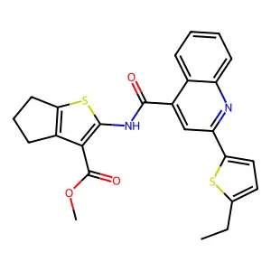 methyl 2-({[2-(5-ethylthiophen-2-yl)quinolin-4-yl]carbonyl}amino)-5,6-dihydro-4H-cyclopenta[b]thiophene-3-carboxylate structure