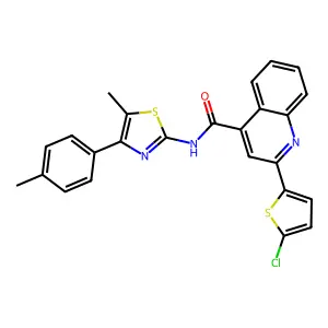 2-(5-chlorothiophen-2-yl)-N-[5-methyl-4-(4-methylphenyl)-1,3-thiazol-2-yl]quinoline-4-carboxamide structure