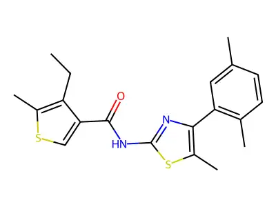 N-[4-(2,5-dimethylphenyl)-5-methyl-1,3-thiazol-2-yl]-4-ethyl-5-methylthiophene-3-carboxamide structure