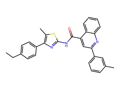 N-[4-(4-ethylphenyl)-5-methyl-1,3-thiazol-2-yl]-2-(3-methylphenyl)quinoline-4-carboxamide structure
