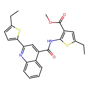 methyl 5-ethyl-2-[[2-(5-ethylthiophen-2-yl)quinoline-4-carbonyl]amino]thiophene-3-carboxylate structure